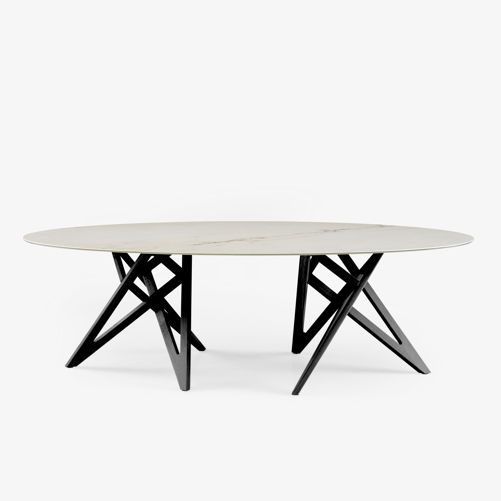 Image OVAL DINING TABLE BASE IN BLACK STAINED ASH 