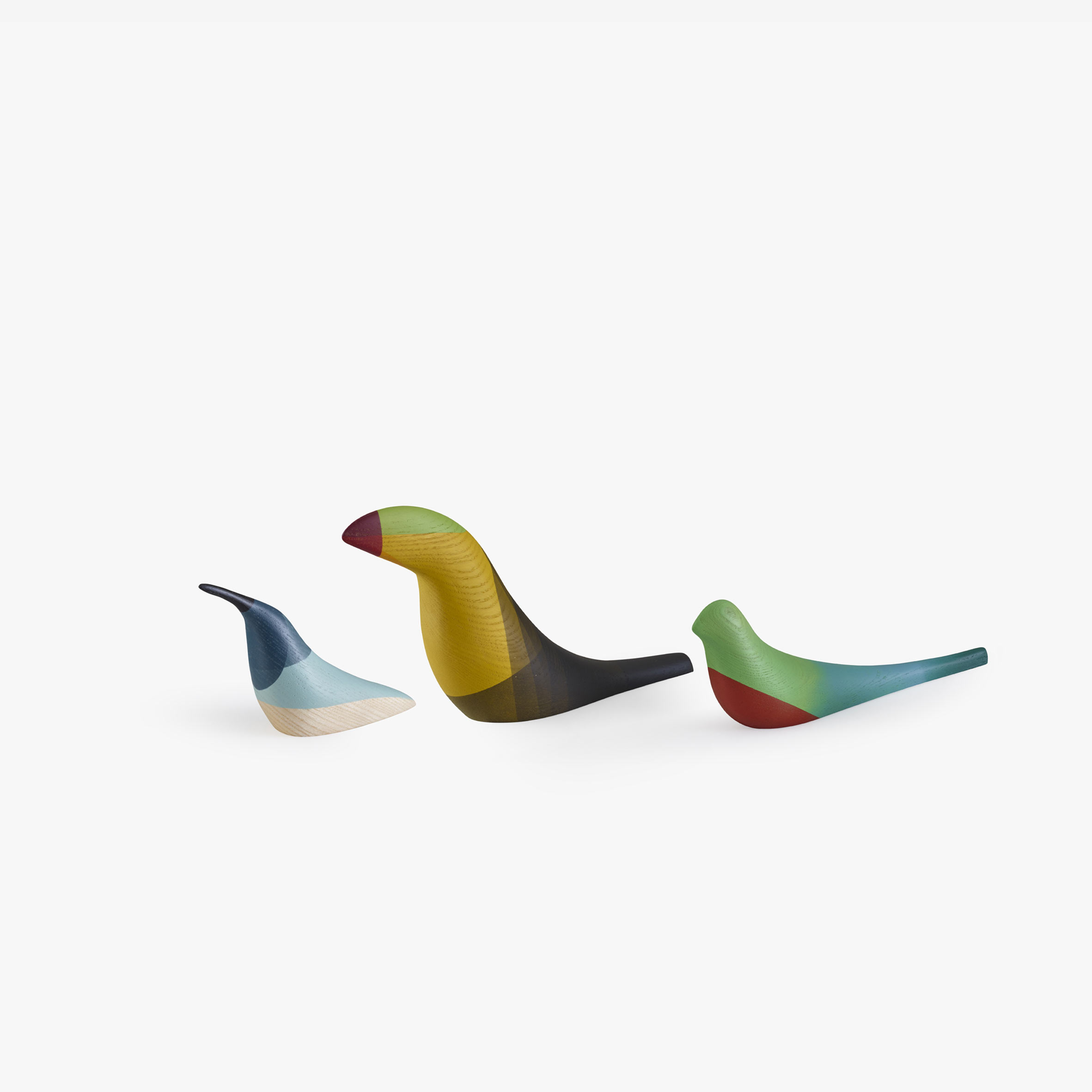 Image SET OF 3 DECORATIVE BIRDS COLORED 