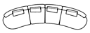 SYMMETRICAL SETTEE MODULE 2 + 2 FIRESIDE CHAIRS W/O SMALL BACK CUSHIONS 