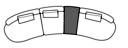 SYMMETRICAL SETTEE MODULE 2 + FIRESIDE CHAIR + SHELF W/O SMALL BACK CUSHIONS 