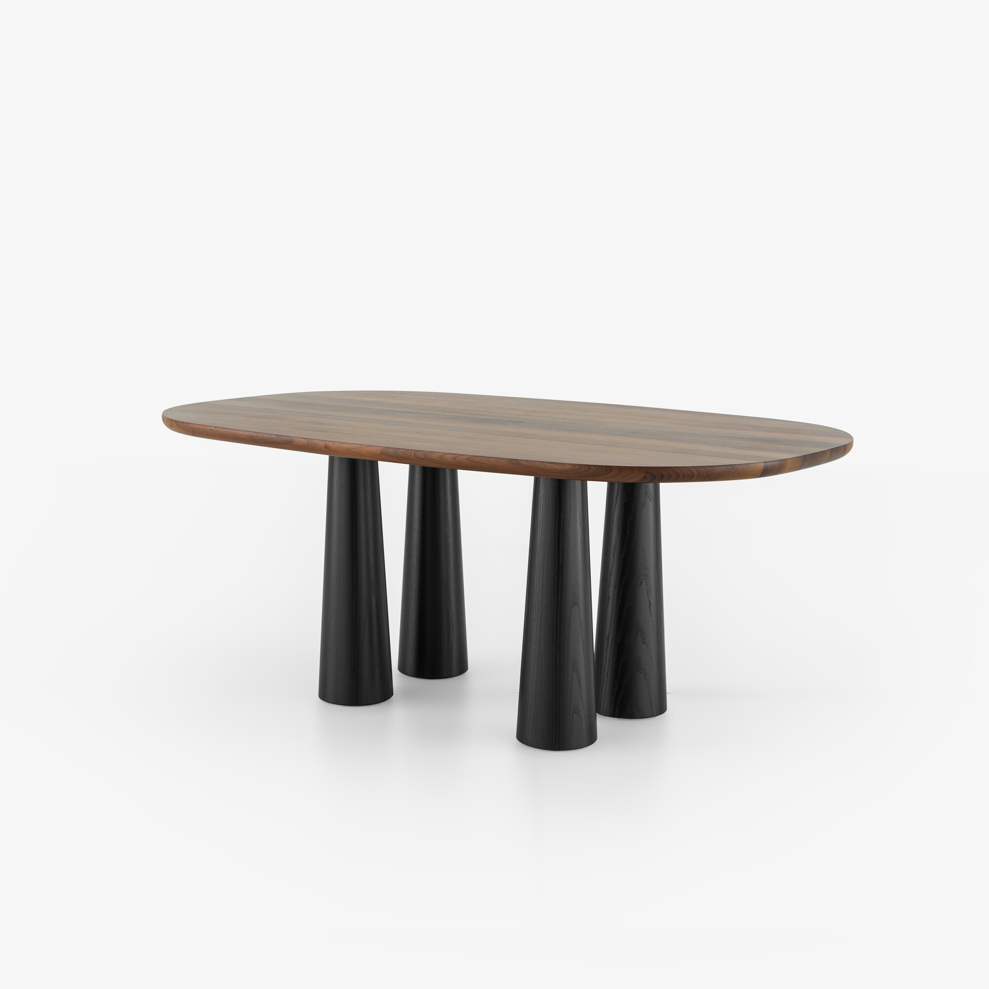 Image Table de repas noyer piétement frêne teinté noir 2