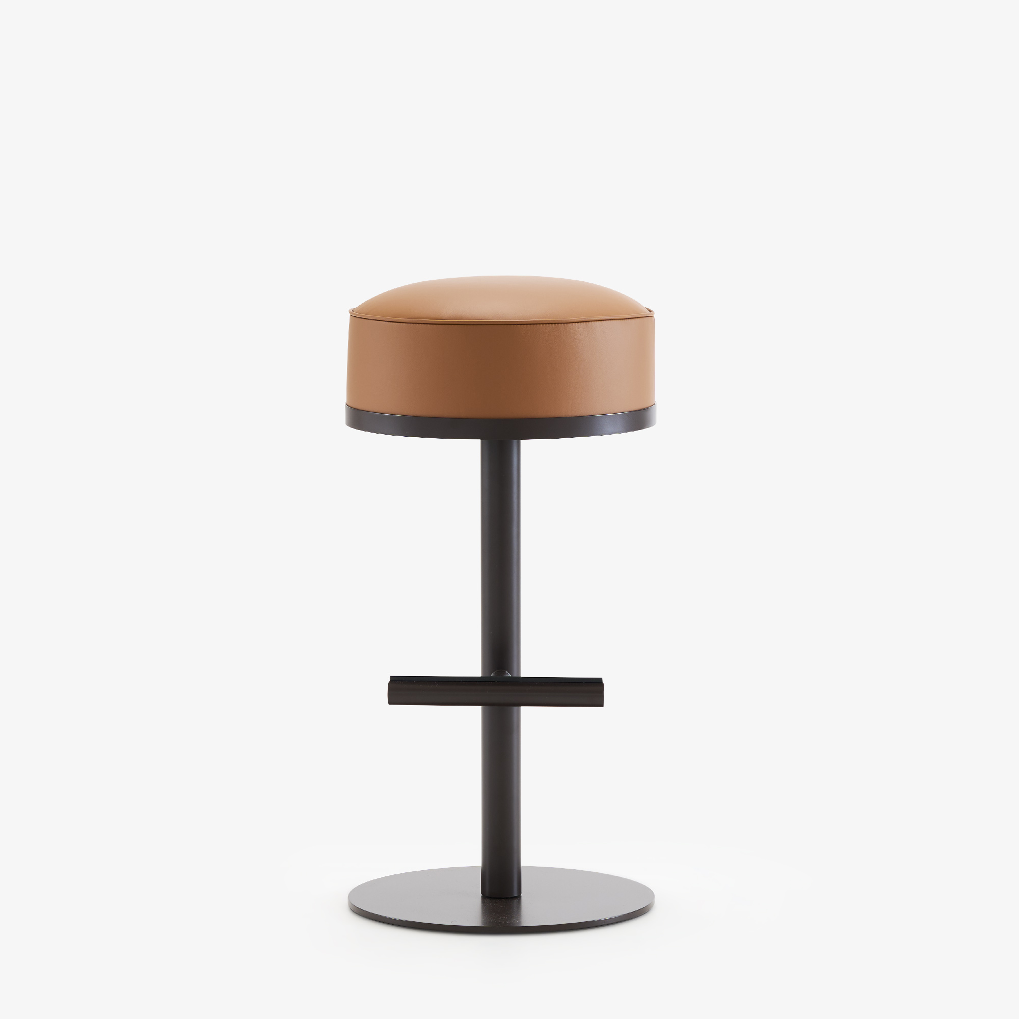 Image TABOURET HAUT CUIR MARRON DAKO BOROCA