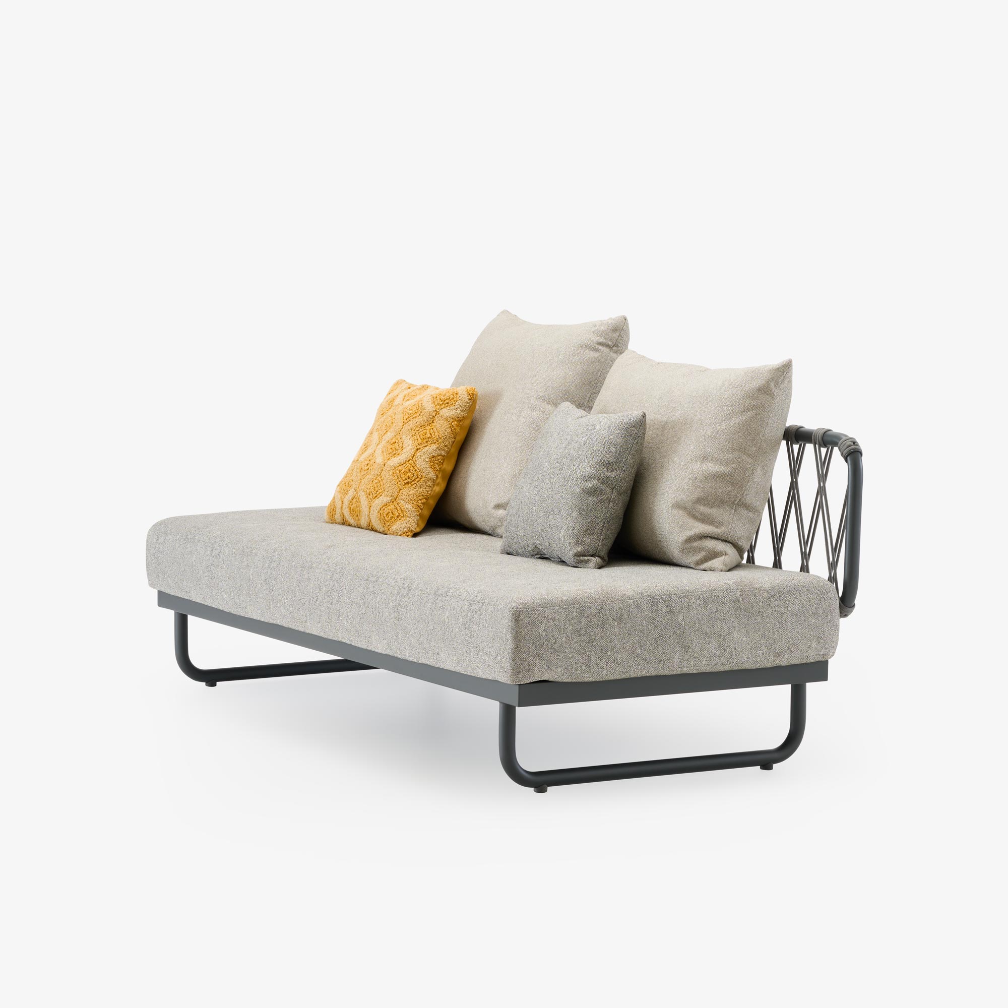 Image Canapé de jardin design gris chiné en aluminium avec housse de protection  2