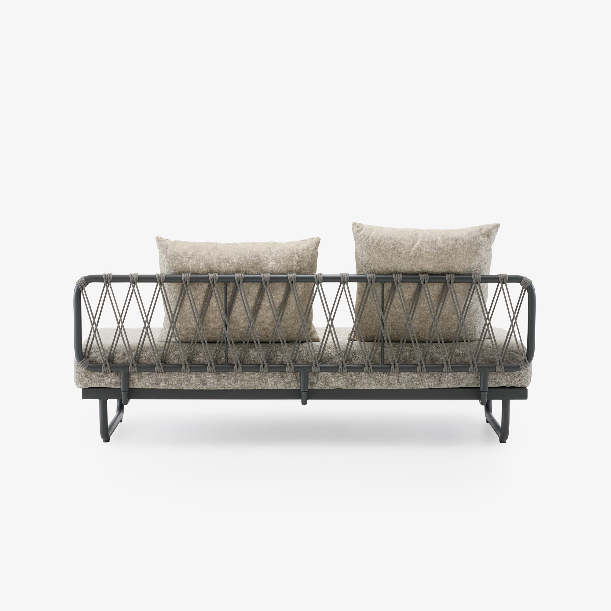 Image Canapé de jardin design gris chiné en aluminium avec housse de protection  5
