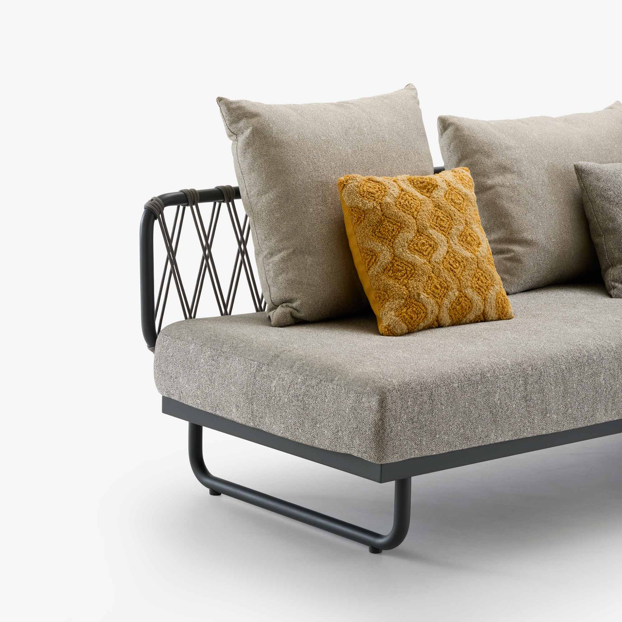 Image Canapé de jardin design gris chiné en aluminium avec housse de protection  6