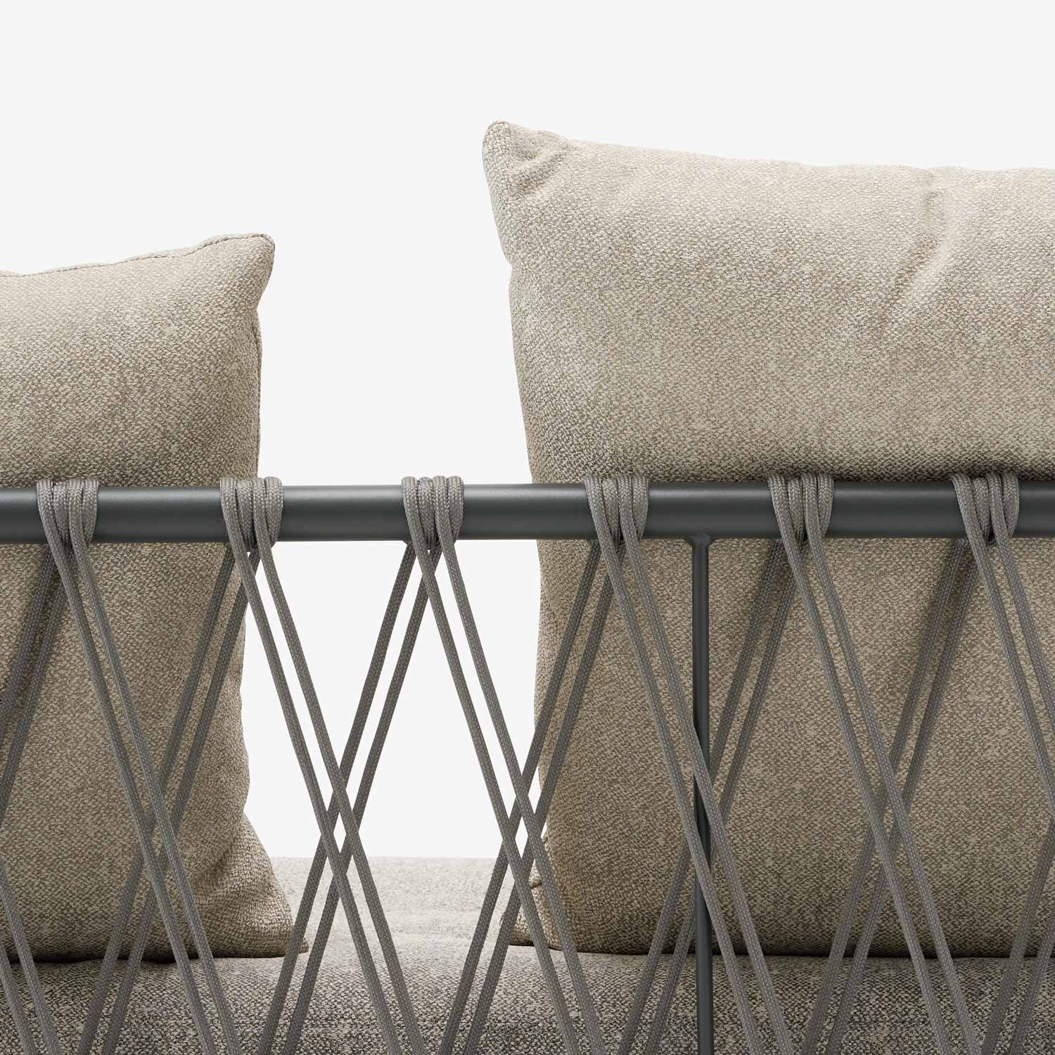 Image Canapé de jardin design gris chiné en aluminium avec housse de protection  7