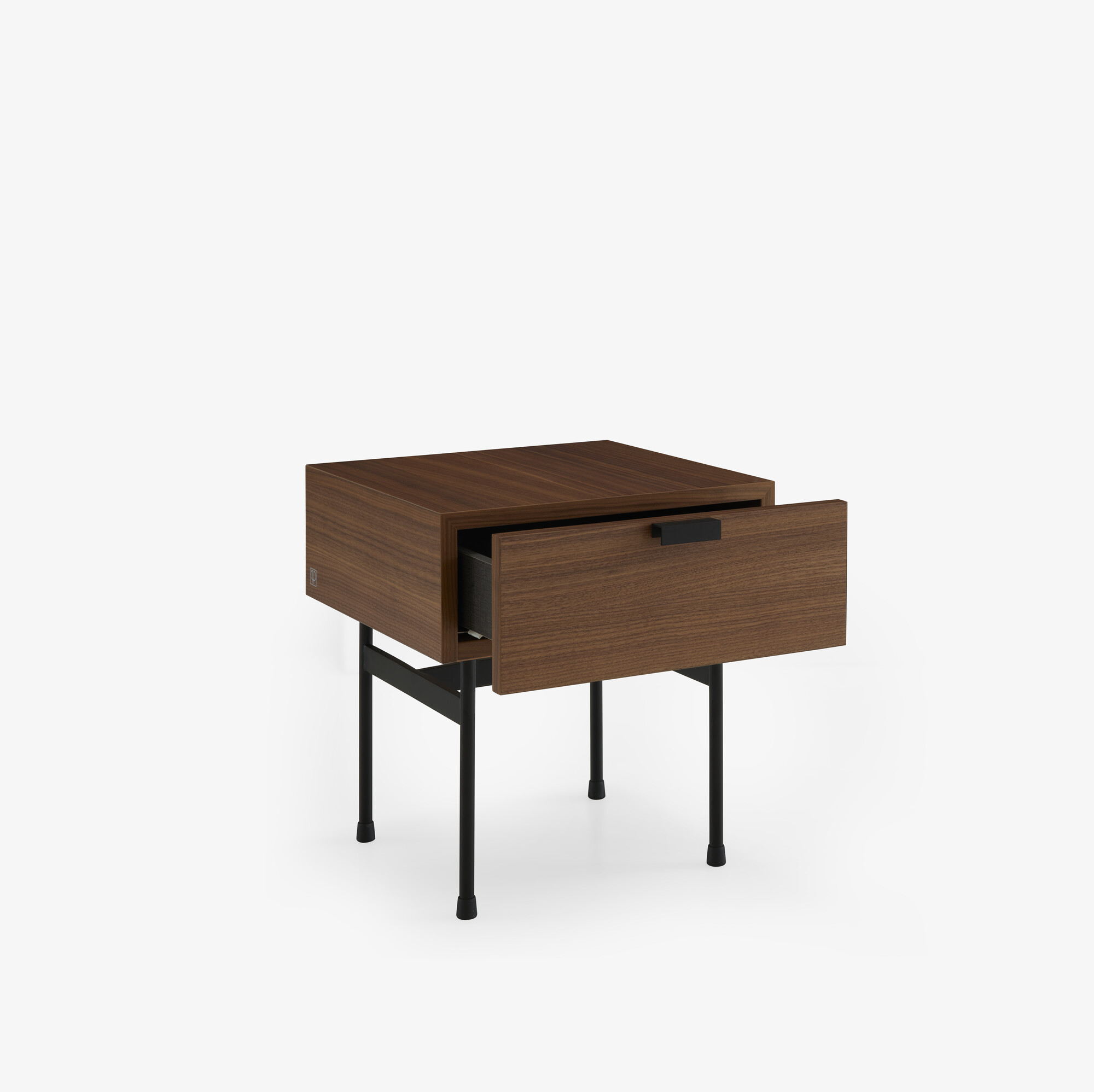 Image NACHTTISCH NUSSBAUM + LAMINAT FENIX SCHWARZ RUNDROHRGESTELL 3