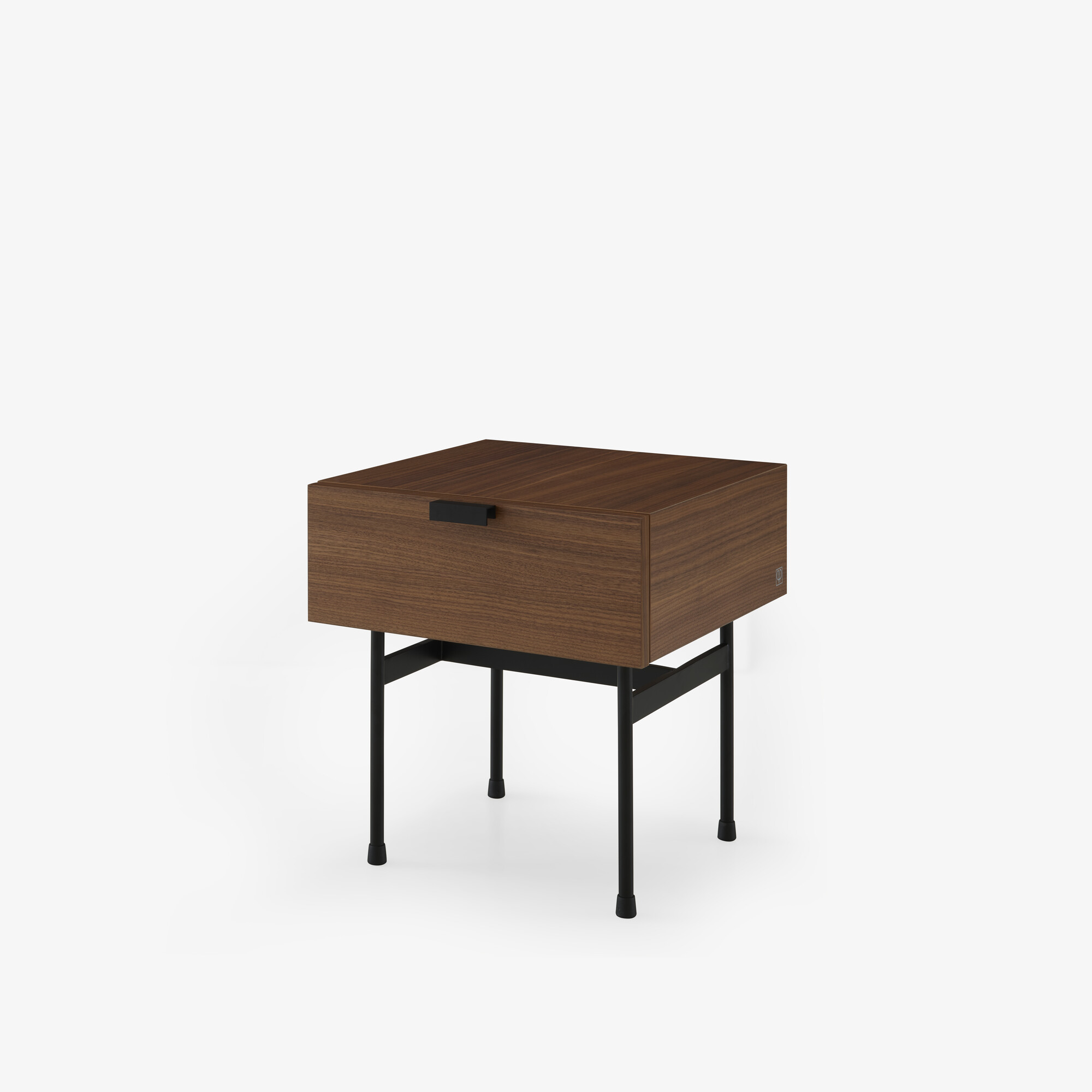 Image NACHTTISCH NUSSBAUM + LAMINAT FENIX SCHWARZ RUNDROHRGESTELL 2