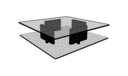 QUADRATISCHER COUCHTISCH PLATTE GLAS GRAU 