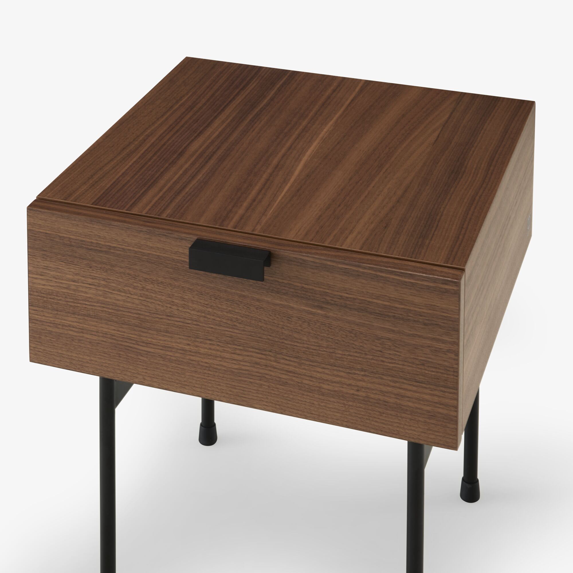 Image Bedside table walnut + black fenix laminate base in circular tubing 5