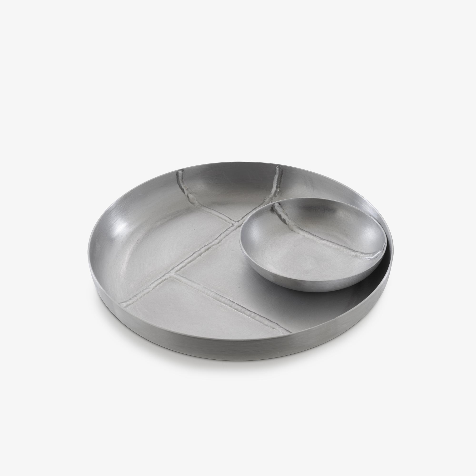 Image SET OF 2 DISHES BRUSHED ALUMINIUM 