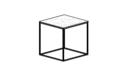 LOW TABLE - SMALL - TOP IN WHITE MARBLE-EFFECT CERAMIC STONEWARE GLOSS BLACK NICKEL BASE