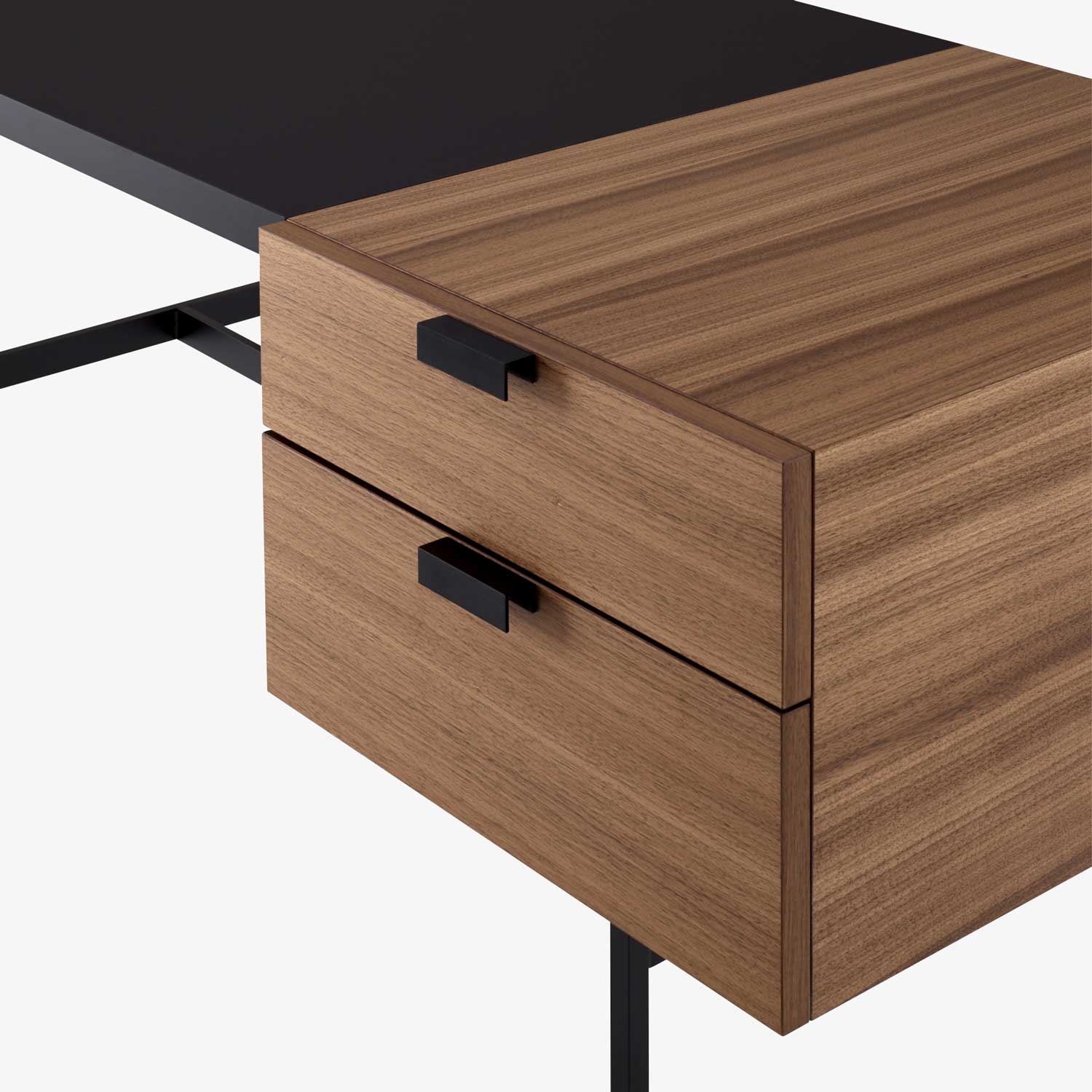 Image Desk walnut + black fenix laminate base in circular tubing 7