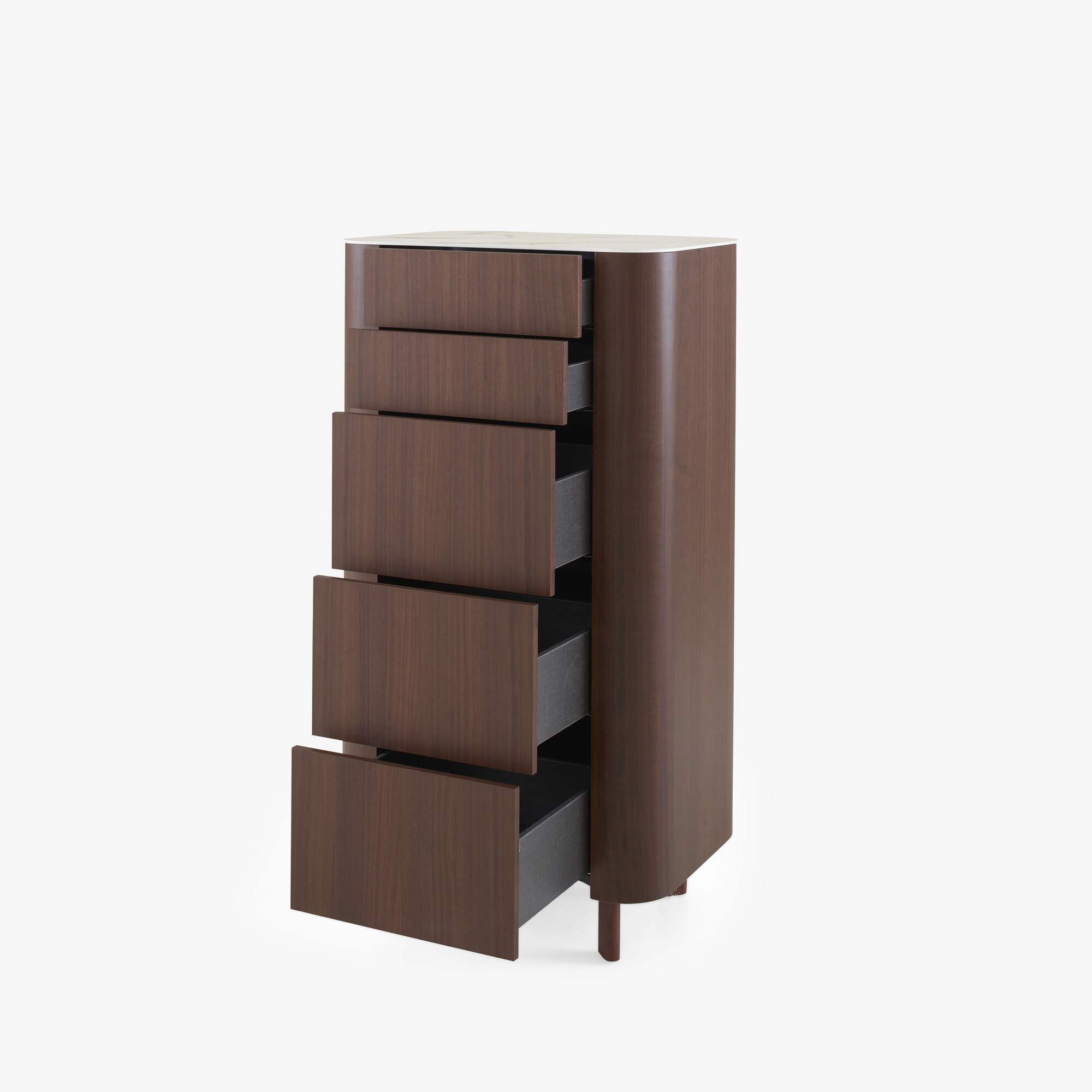 Image Chest of drawers dark walnut top in white marble-effect ceramic stoneware 3