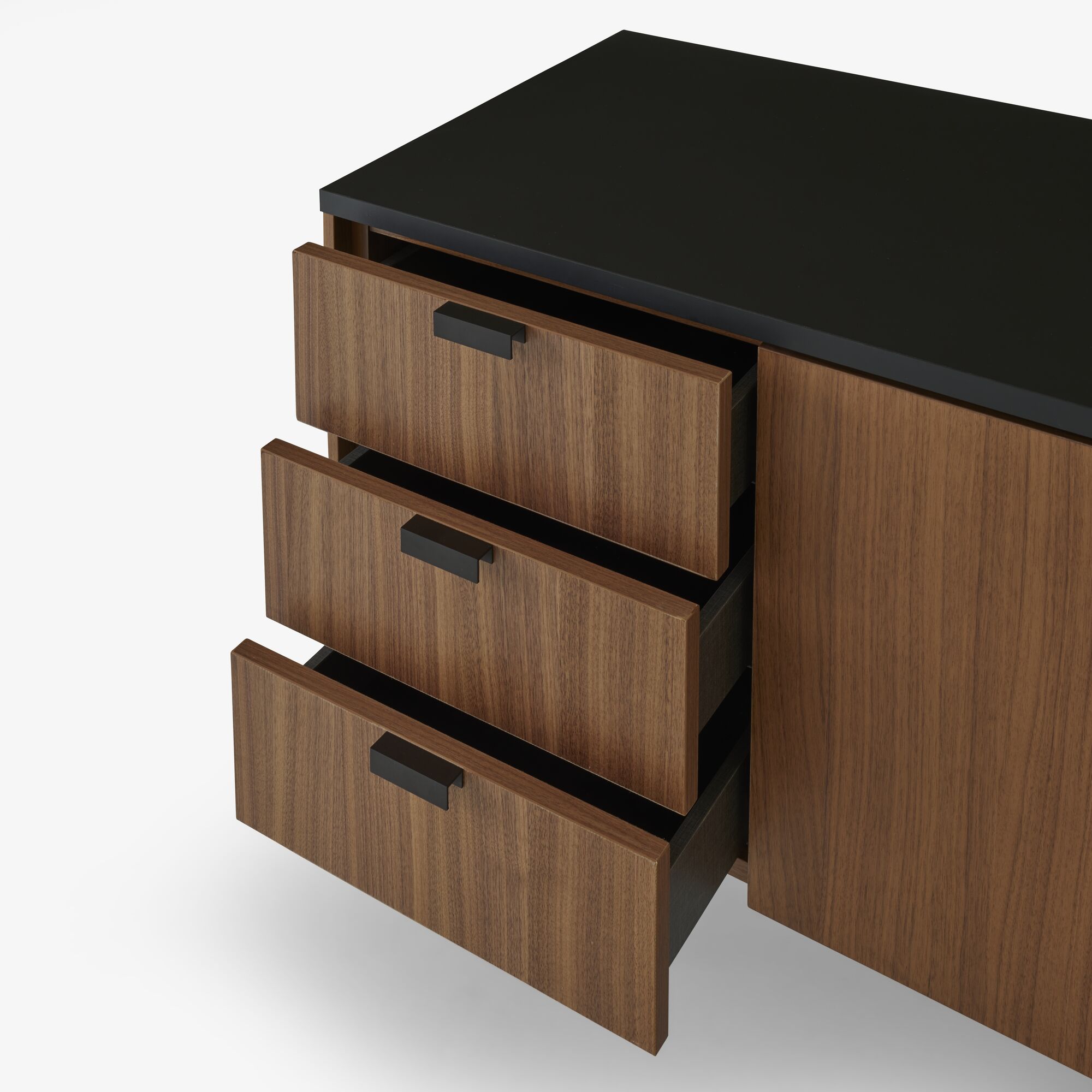 Image Sideboard walnut + black fenix laminate base in circular tubing 4