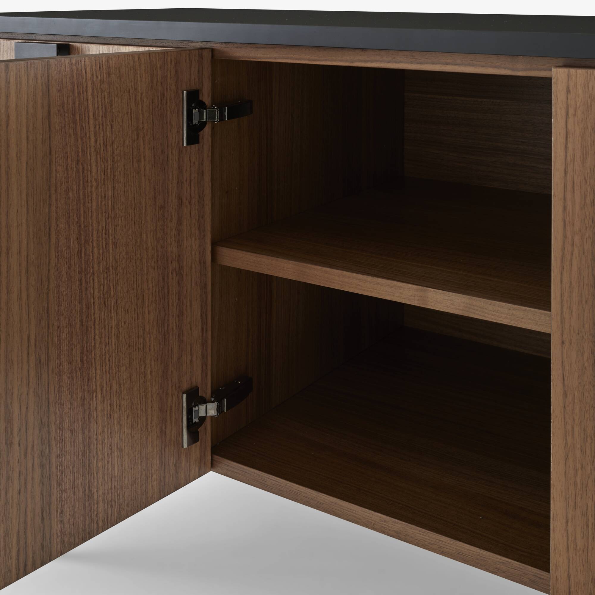 Image Sideboard walnut + black fenix laminate base in circular tubing 5