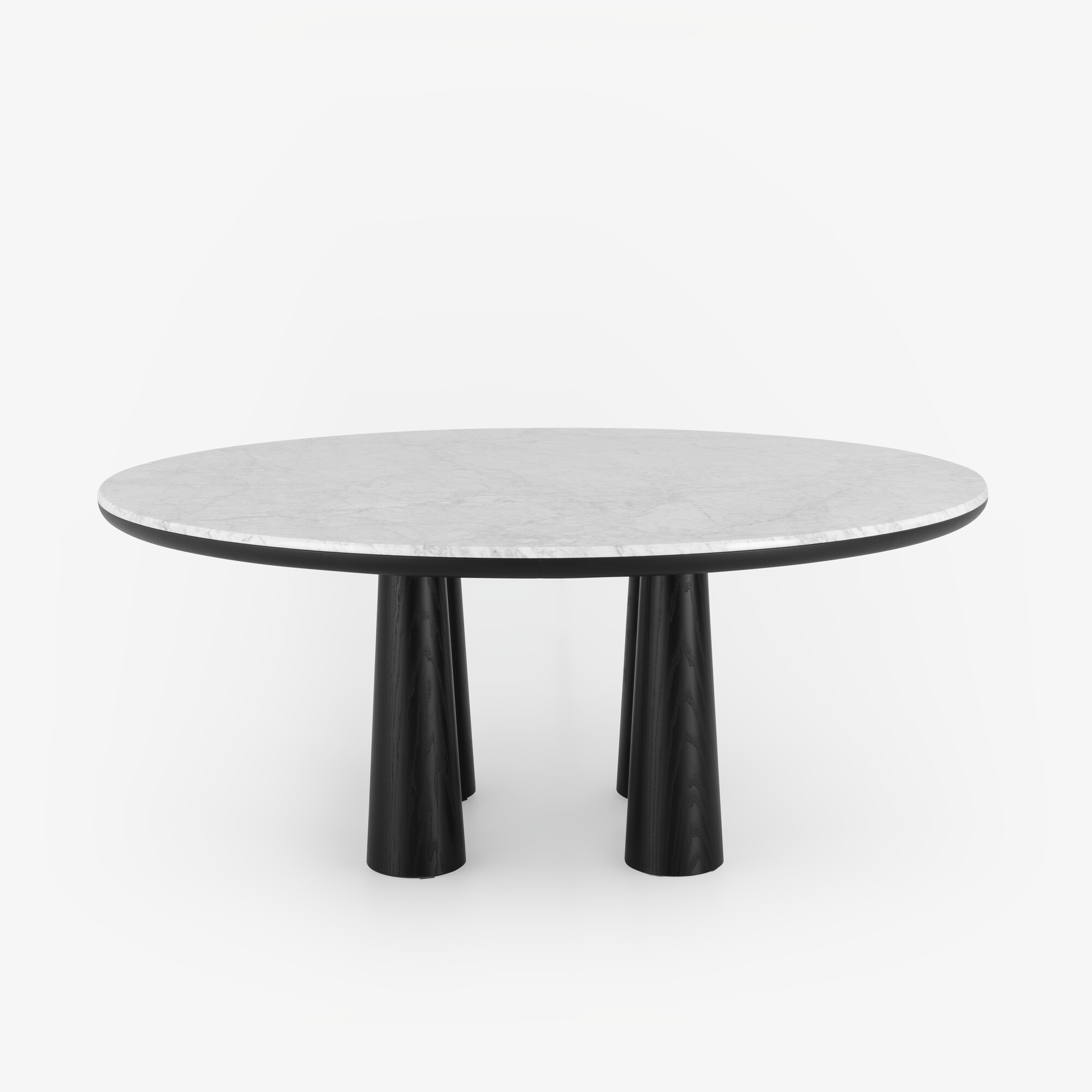Image Dining table white carrara marble base in black stained ash 1