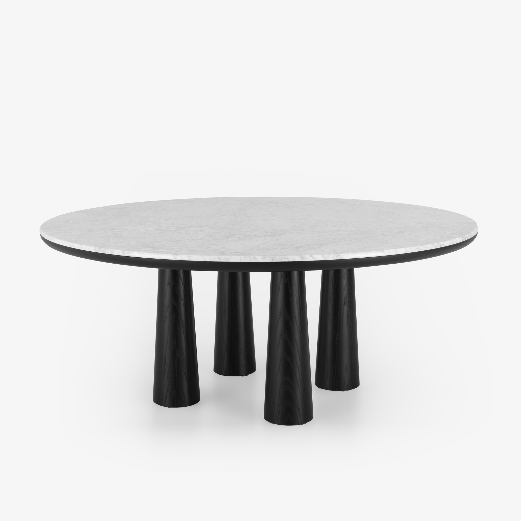 Image Dining table white carrara marble base in black stained ash 2