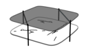 LOW TABLE - BRASS-EFFECT STEEL STRUCTURE UPPER TOP IN GREY SMOKED GLASS LOWER TOP IN WHITE MARBLE-EFFECT CERAMIC STONEWARE