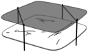 LOW TABLE - BRASS-EFFECT STEEL STRUCTURE UPPER TOP IN GREY SMOKED GLASS LOWER TOP IN WHITE MARBLE-EFFECT CERAMIC STONEWARE