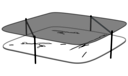 LOW TABLE - BLACK LACQUERED STEEL STRUCTURE UPPER TOP IN GREY SMOKED GLASS LOWER TOP IN WHITE MARBLE-EFFECT CERAMIC STONEWARE