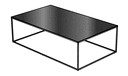 RECTANGULAR LOW TABLE TOP IN METALLIC ANTHRACITE CERAMIC STONEWARE WHITE LACQUERED BASE