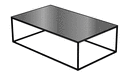 RECTANGULAR LOW TABLE TOP IN METALLIC ANTHRACITE CERAMIC STONEWARE GLOSS BLACK NICKEL BASE