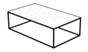 RECTANGULAR LOW TABLE TOP IN WHITE MARBLE-EFFECT CERAMIC STONEWARE GLOSS BLACK NICKEL BASE