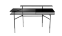 DESK EUROPEAN WALNUT TOP BRASS-EFFECT STEEL BASE