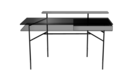 DESK EUROPEAN WALNUT TOP BLACK LACQUERED STEEL BASE