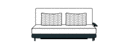 BED SETTEE WITH 1 LEFT BEDSIDE TABLE WITH 2 LUMBAR CUSHIONS 