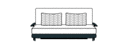 BED SETTEE WITH 2 BEDSIDE TABLES WITH 2 LUMBAR CUSHIONS 