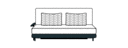 BED SETTEE WITH 1 RIGHT BEDSIDE TABLE WITH 2 LUMBAR CUSHIONS 