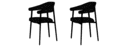 SET OF 2 CARVER CHAIRS SKIACCIA LEATHER/DAKO BRUN FONCÉ