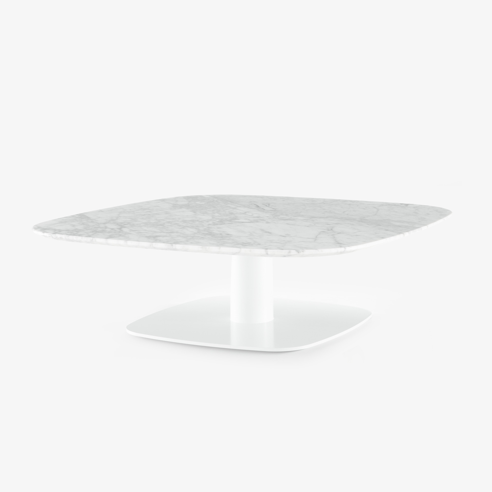 Image Low table marble top white lacquered base 2