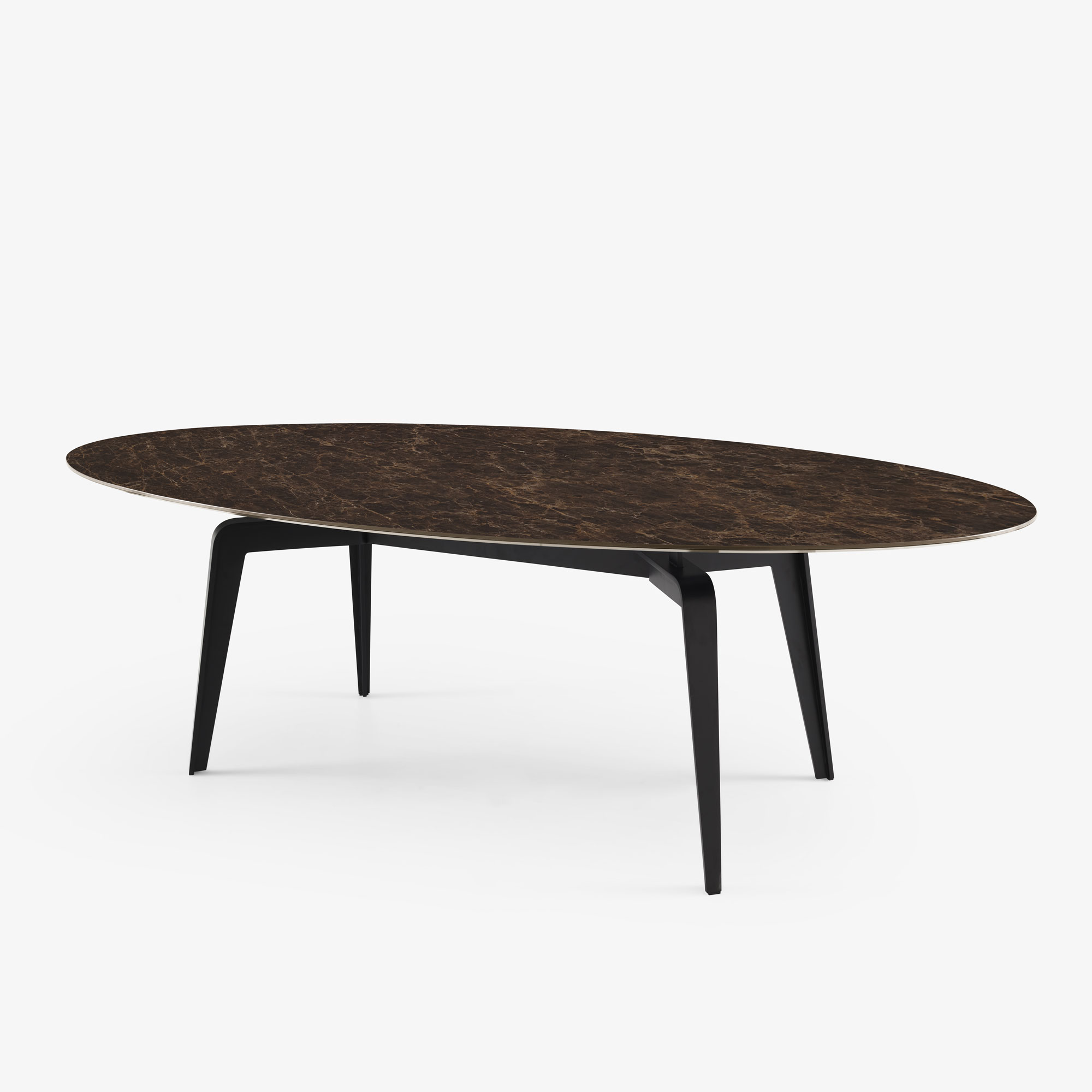 Image Oval dining table black lacquered base  2