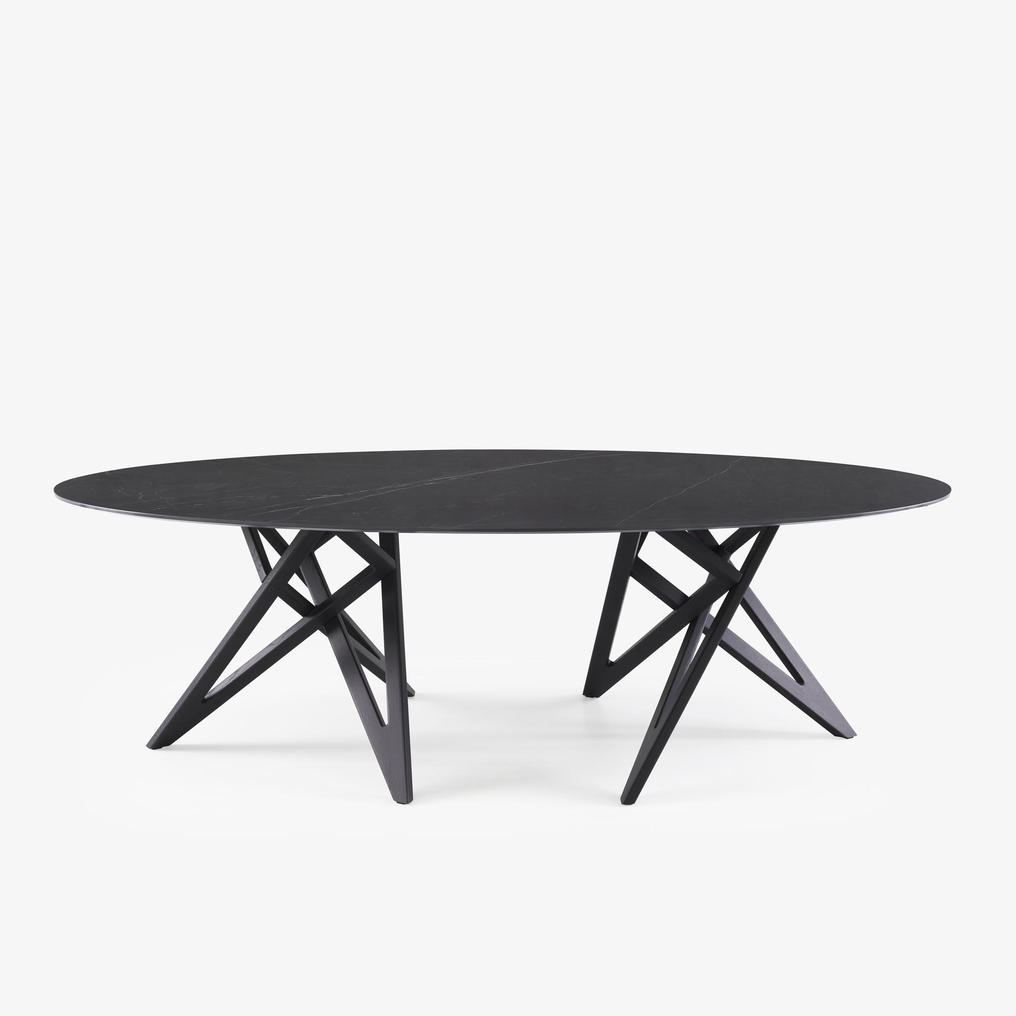 Image OVAL DINING TABLE BASE IN BLACK STAINED ASH 