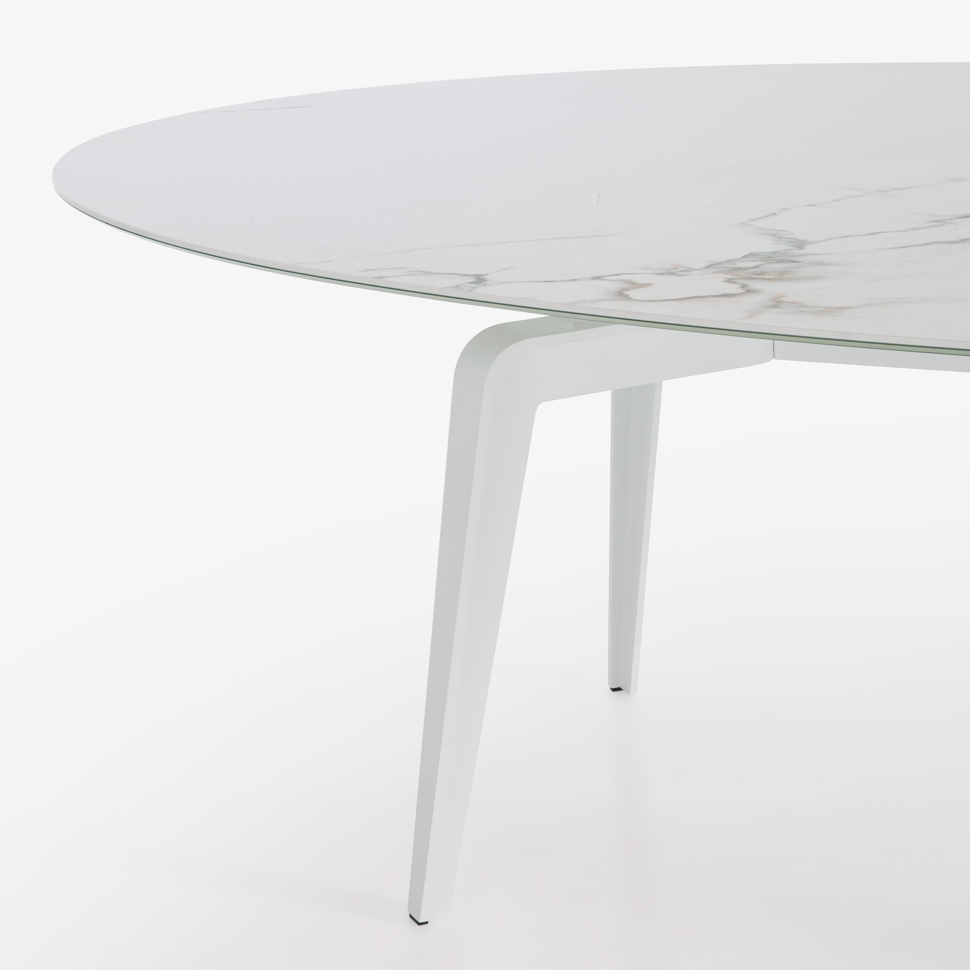 Image Oval dining table white lacquered base  3