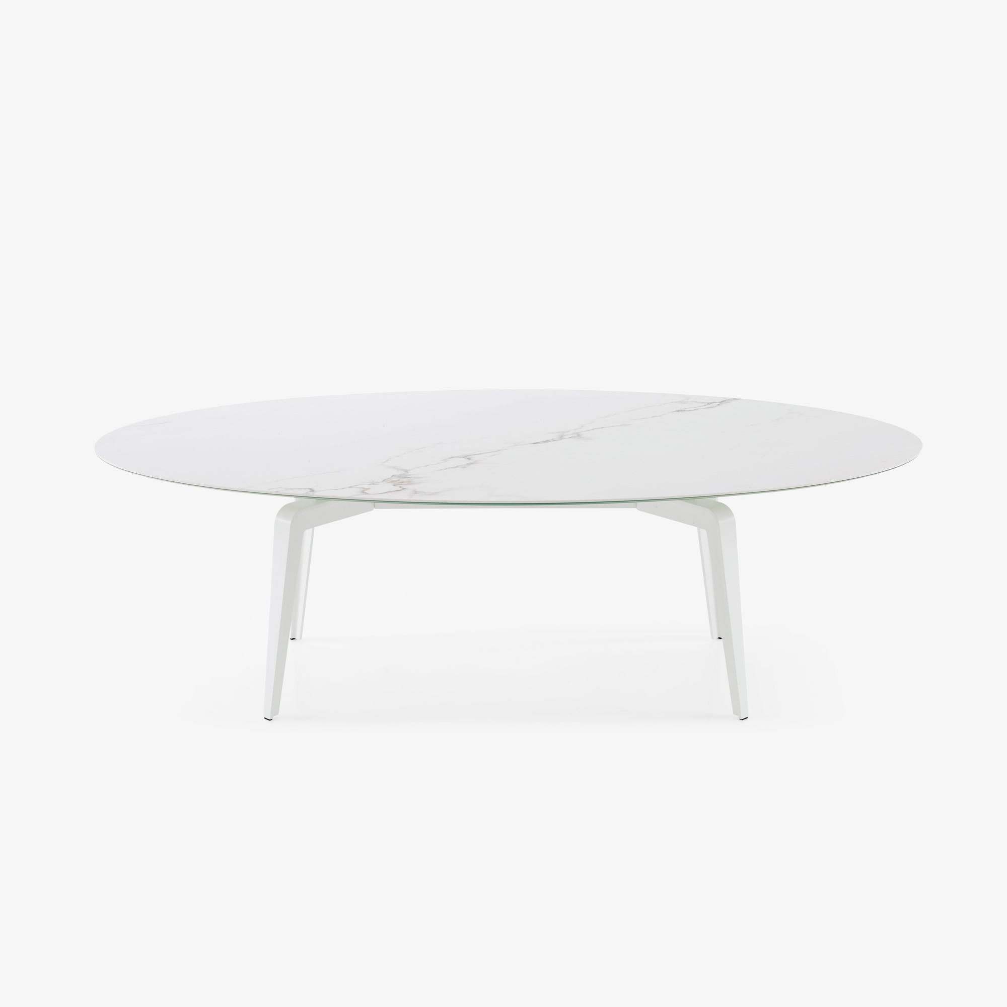 Image Oval dining table white lacquered base  1