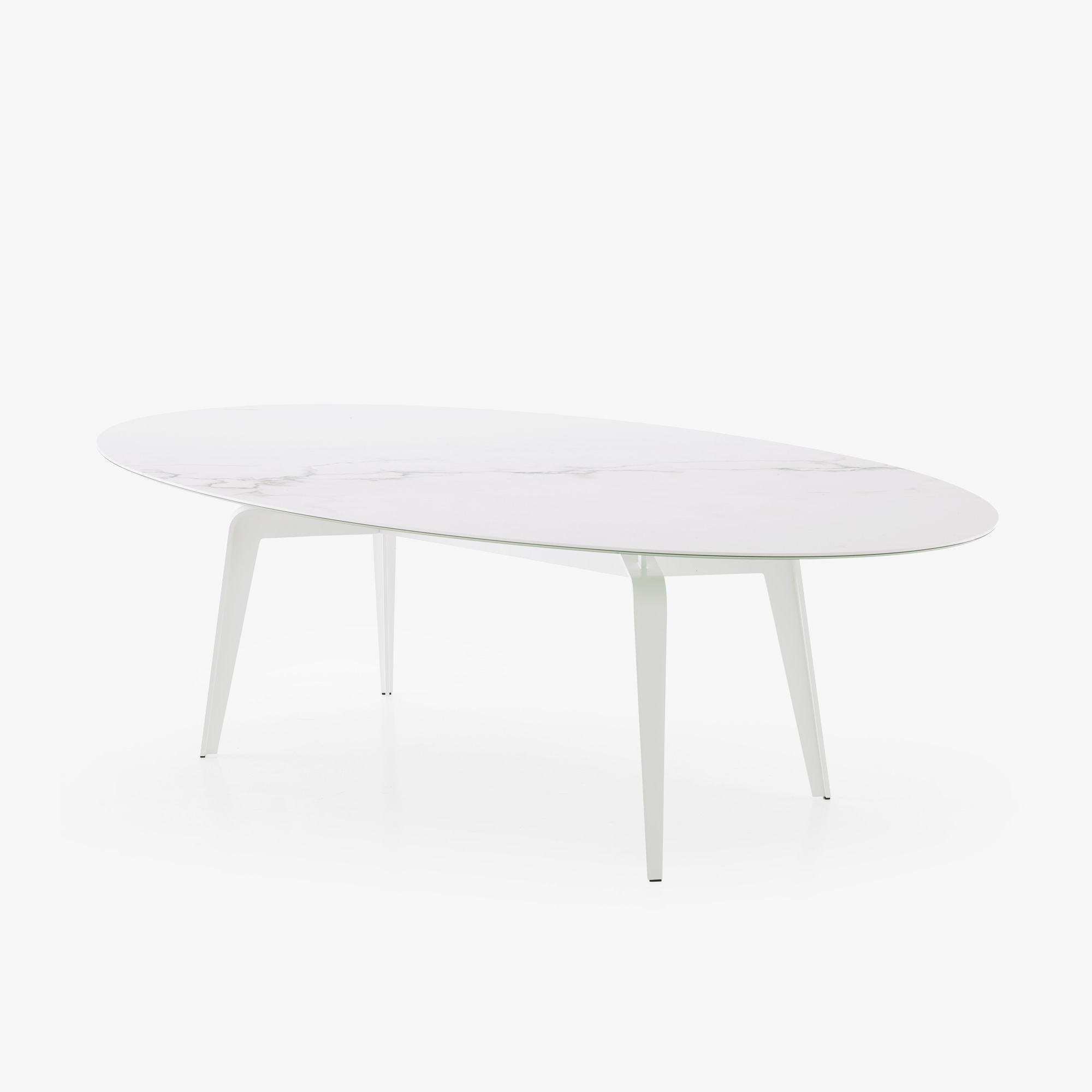 Image Oval dining table white lacquered base  2