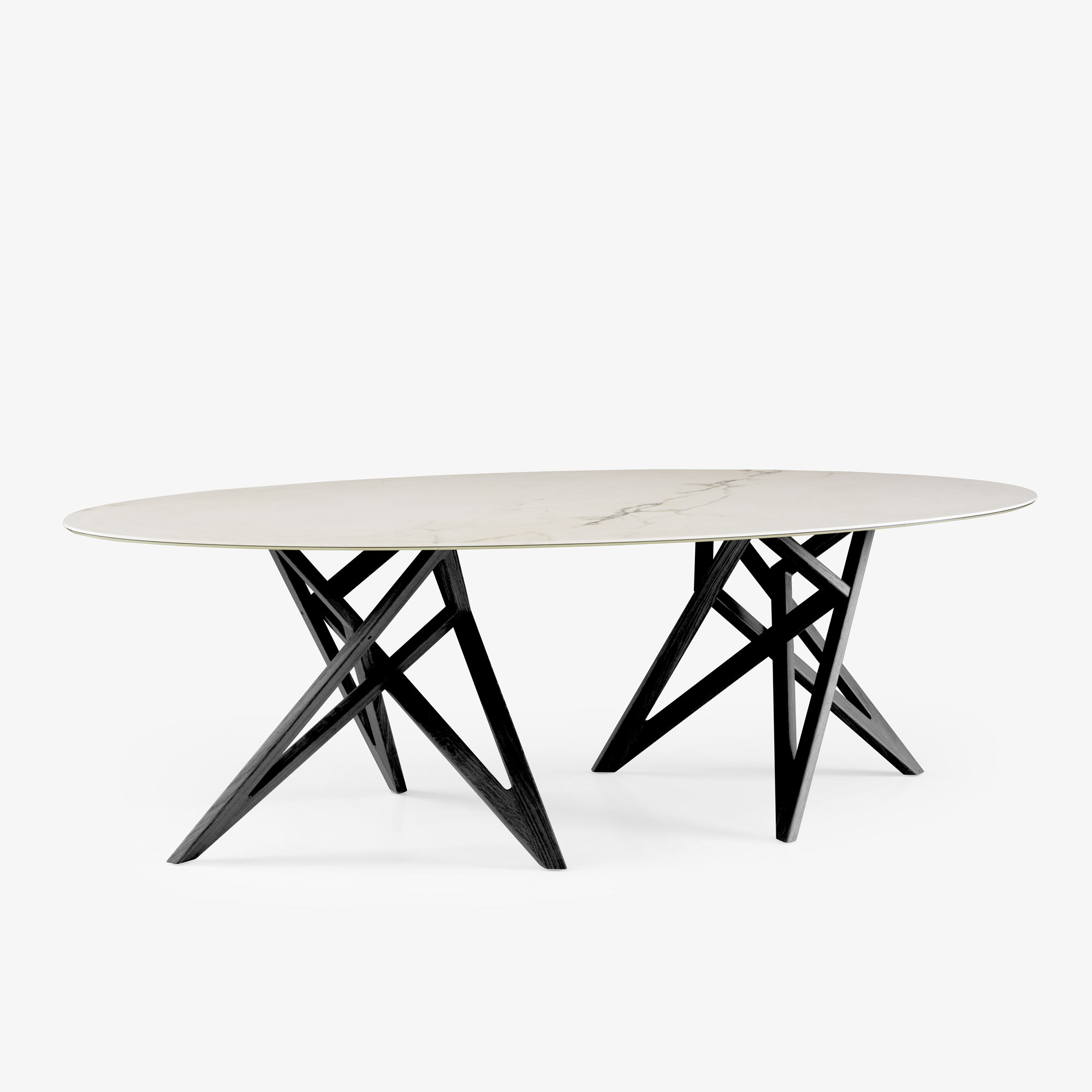 Image Oval dining table base in black stained ash  2
