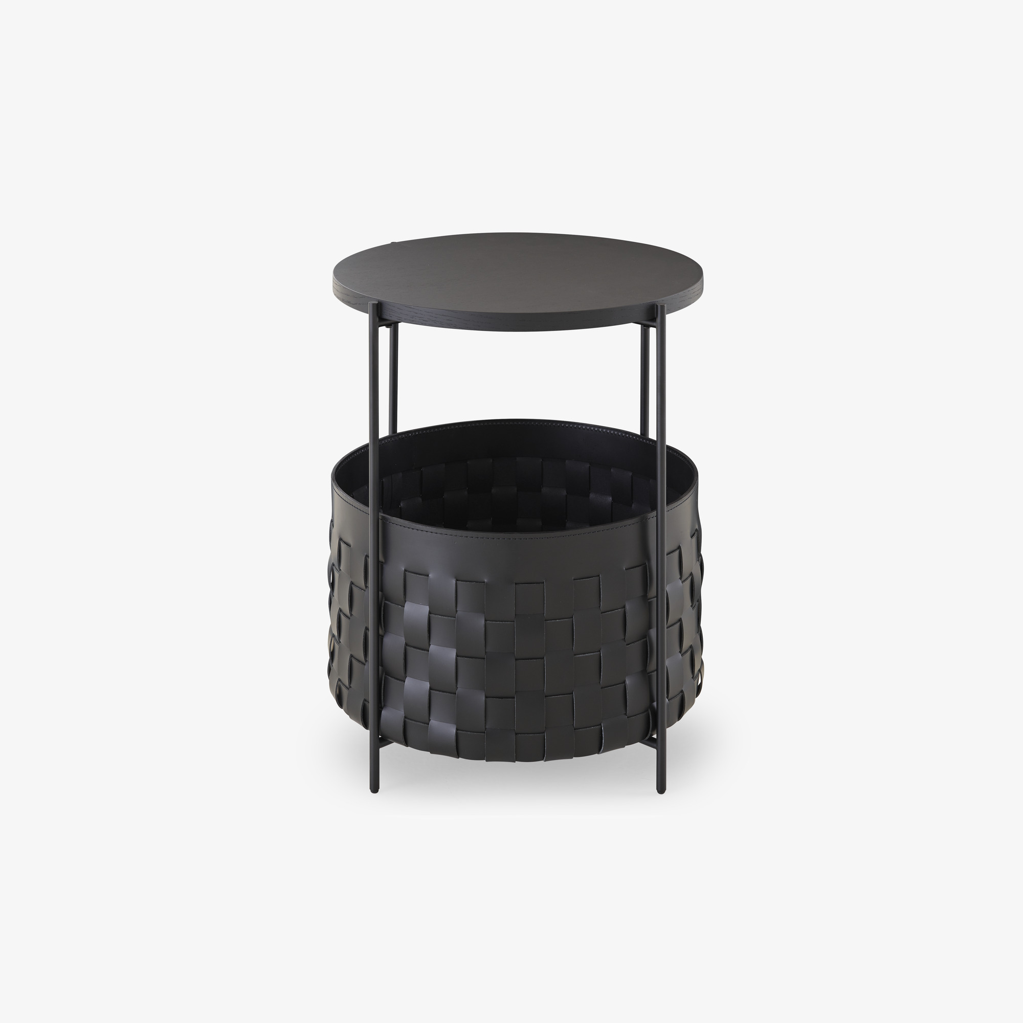 Image Bed side table black 'synderme' leather  1