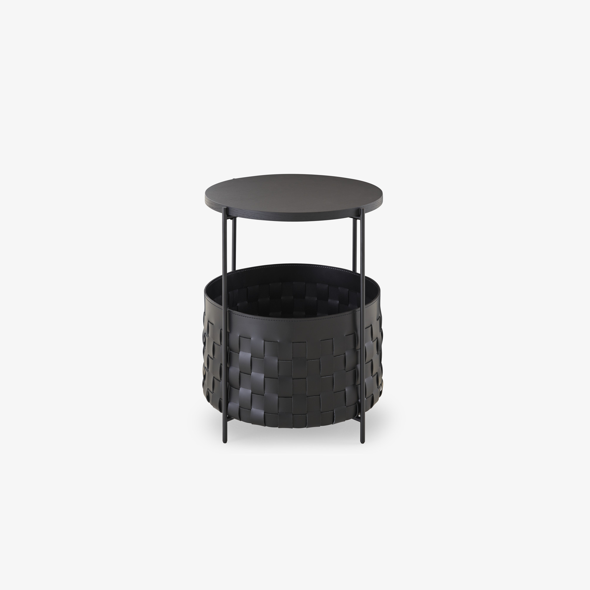 Image BED SIDE TABLE BLACK 'SYNDERME' LEATHER 