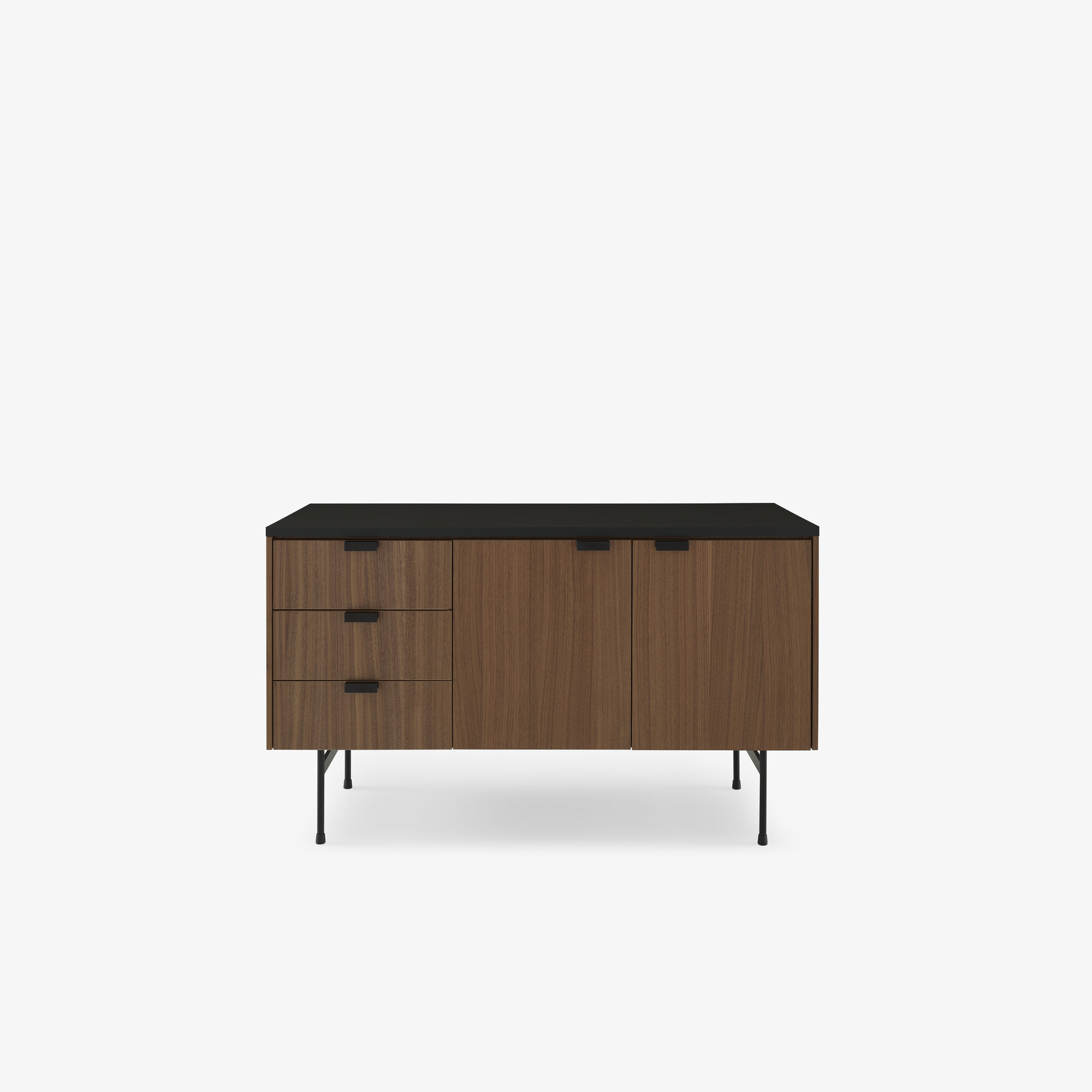 Image SIDEBOARD WALNUT + BLACK FENIX LAMINATE FRAME IN CIRCULAR TUBING