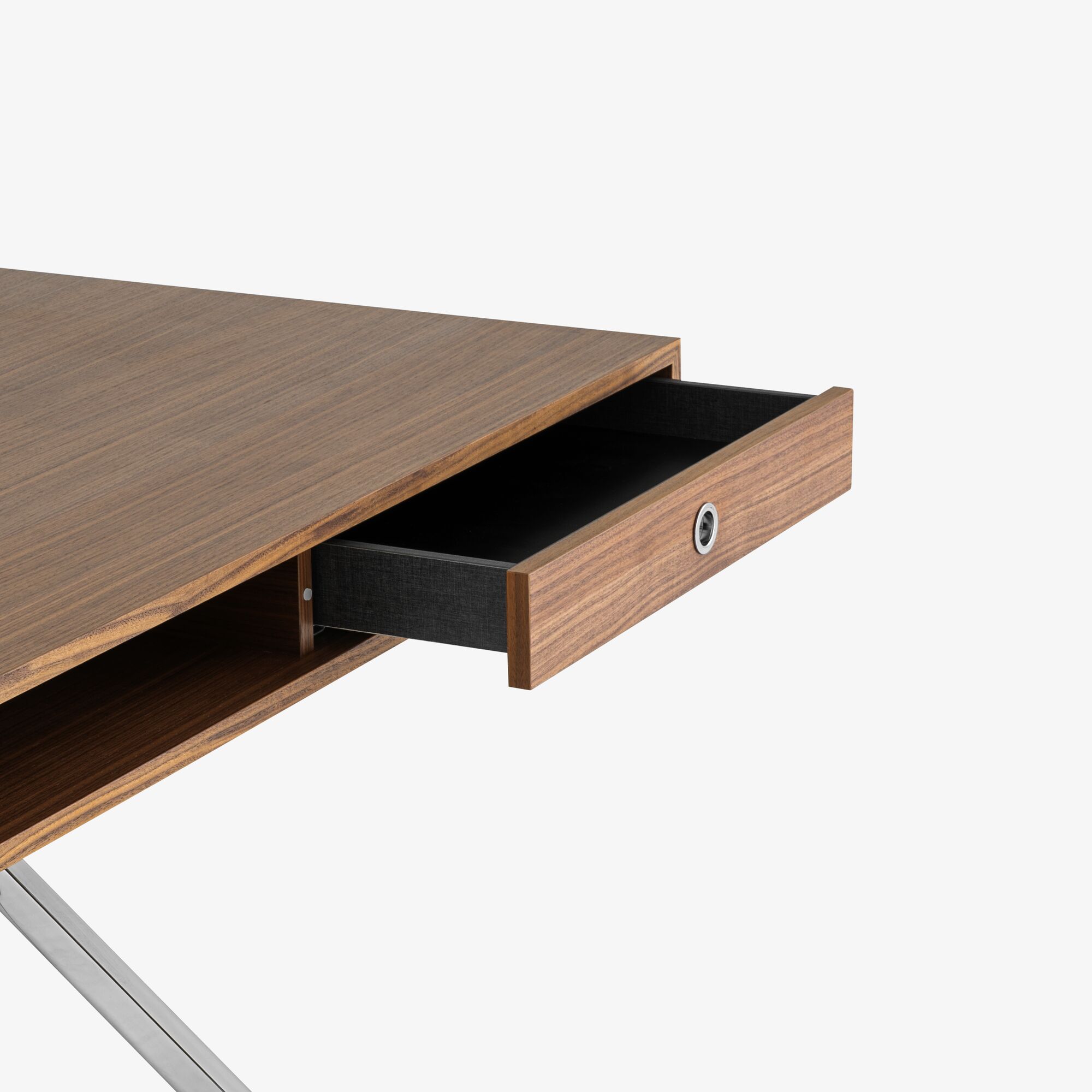 Image Desk walnut top brilliant chromed base 3
