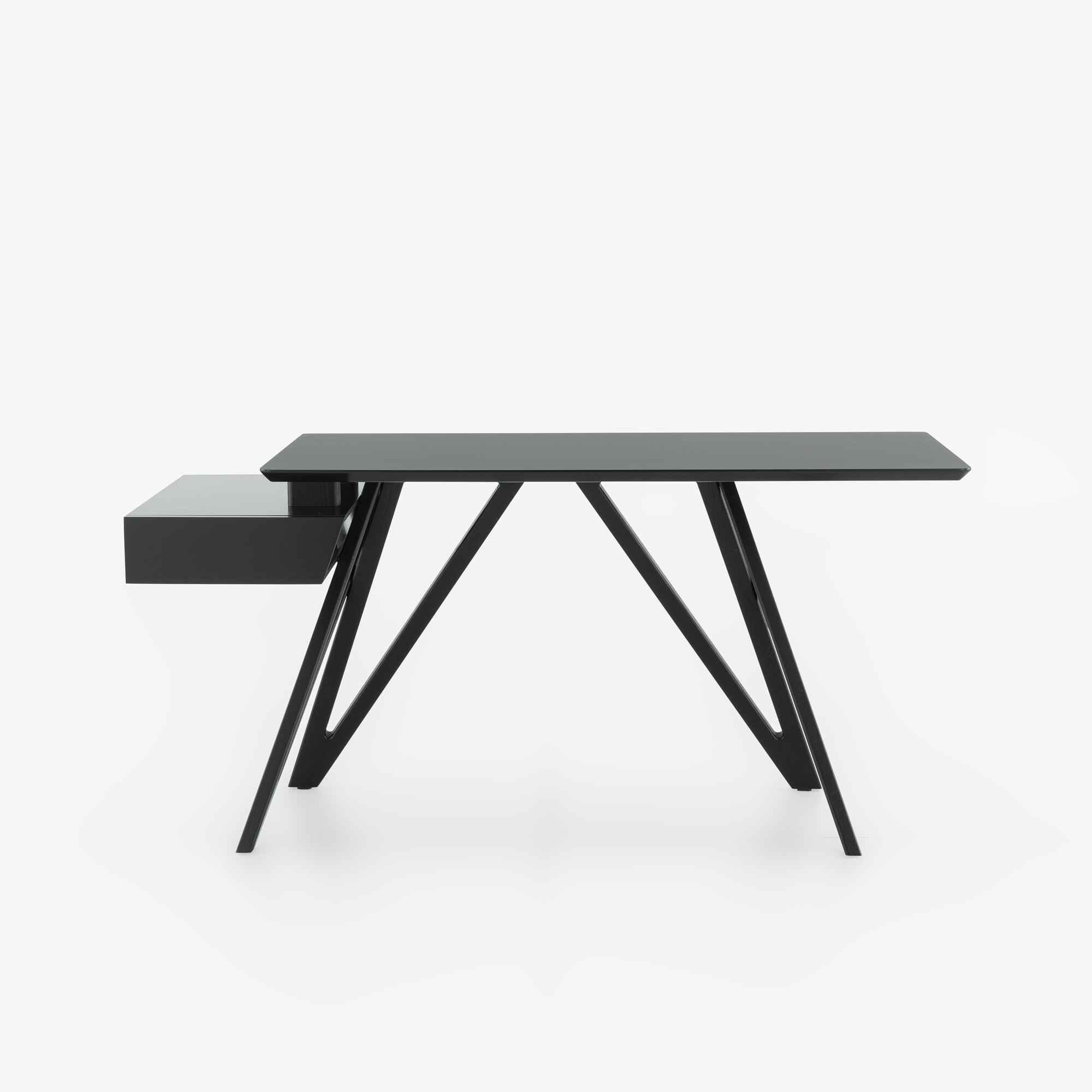 Image DESK TOP IN BLACK LAMINATE BASE IN BLACK STAINED ASH