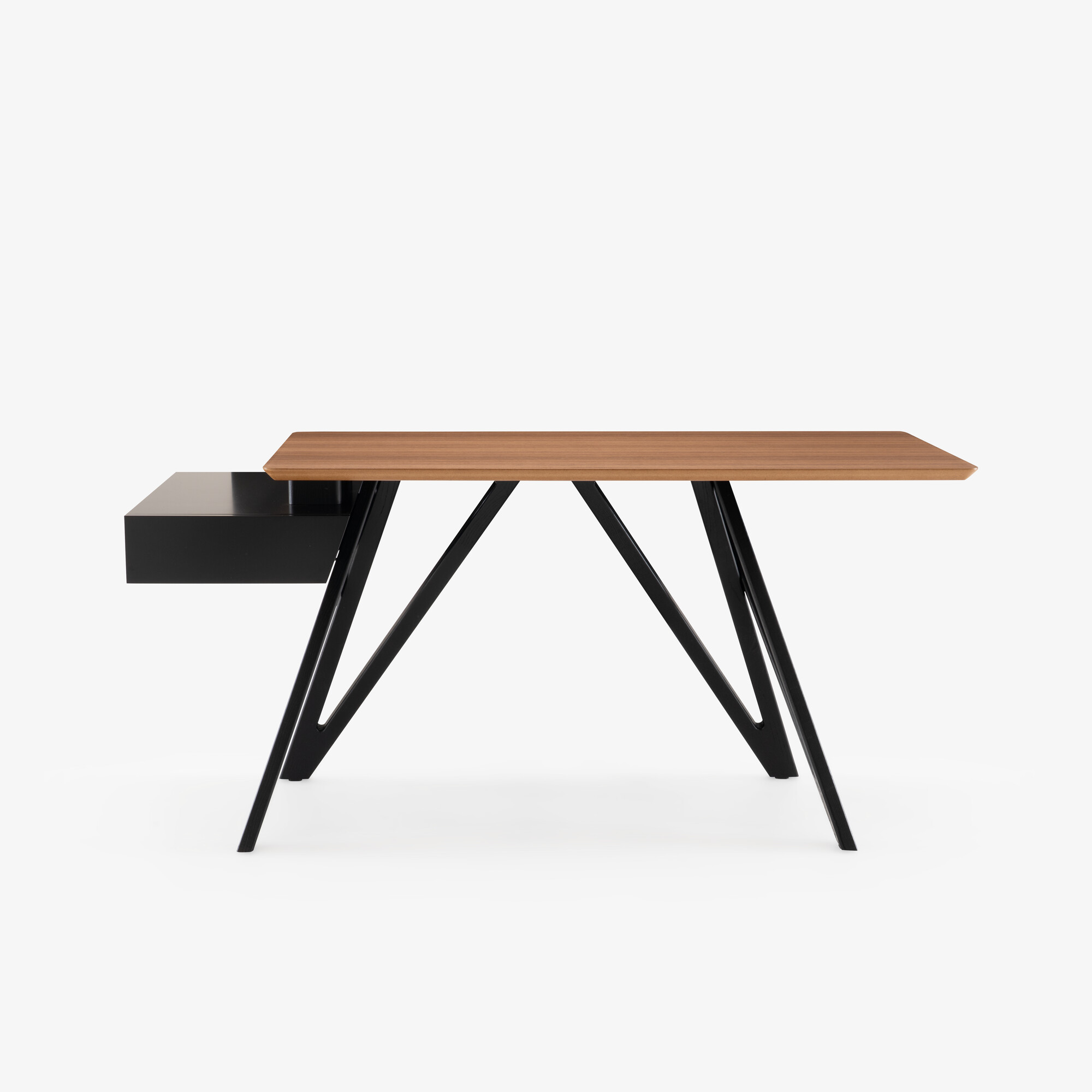 Image DESK WALNUT TOP BASE IN BLACK STAINED ASH