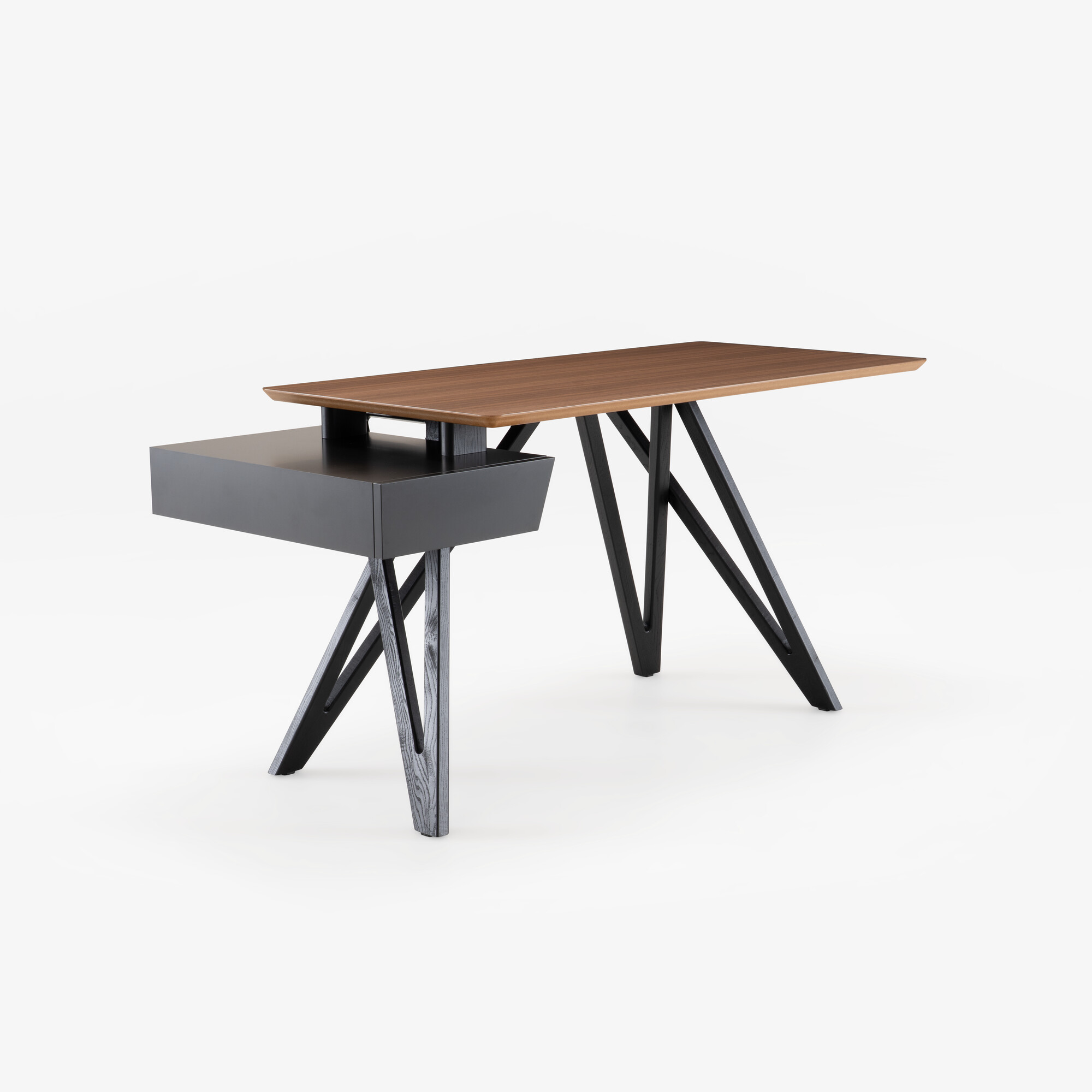 Image Desk walnut top base in black stained ash 2