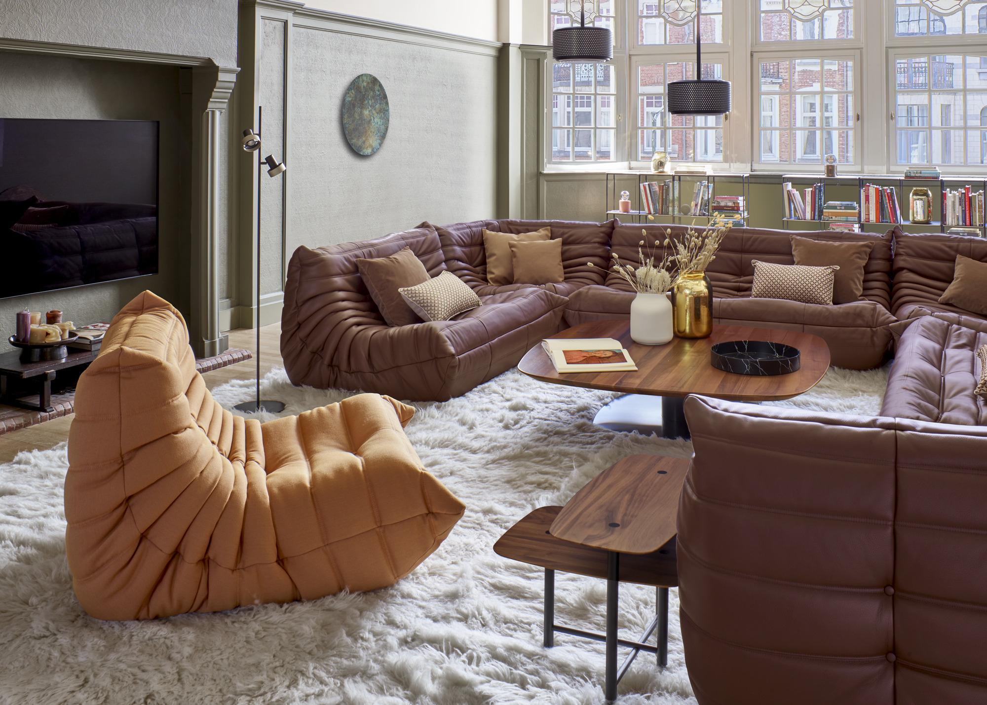 Ligne Roset Togo Fireside Chair and Ottoman by Michel Ducaroy
