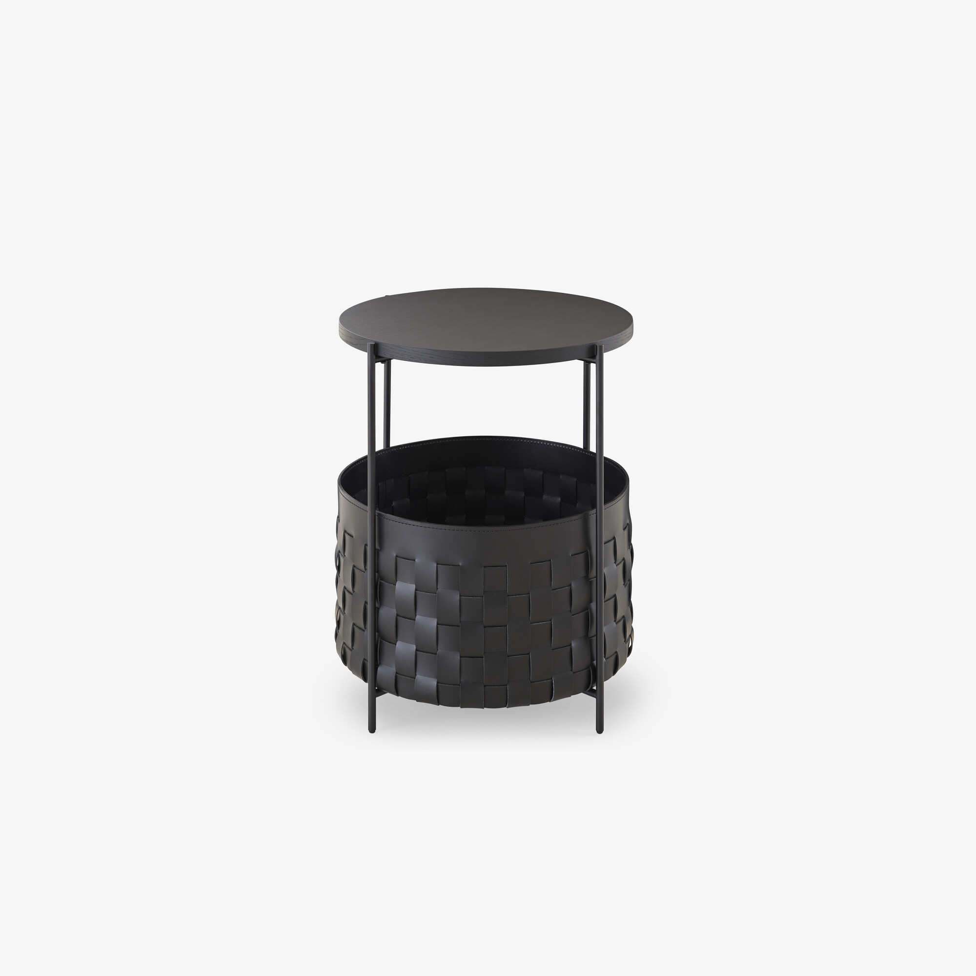 Image BEDSIDE TABLE BLACK 'SYNDERME' LEATHER 